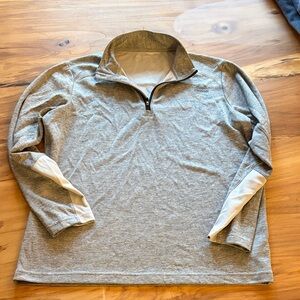 Reebok Men's Gray and White Quarter-Zip Pullover